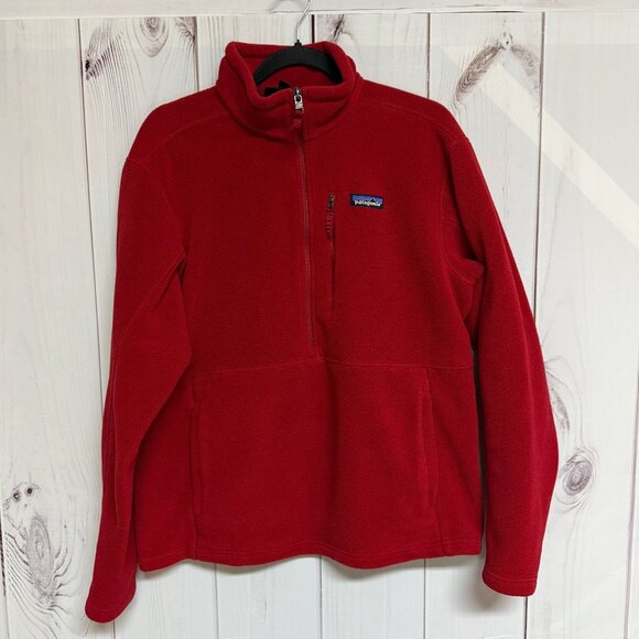 Patagonia Men’s Classic Synchilla Marsupial Fleece Pullover Red Medium EUC - Picture 1 of 10